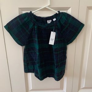 NWT GapKids Green/Navy plaid top S (6-7)